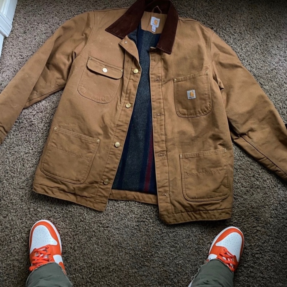 Oversized Corduroy Collar Canvas Work Jacket